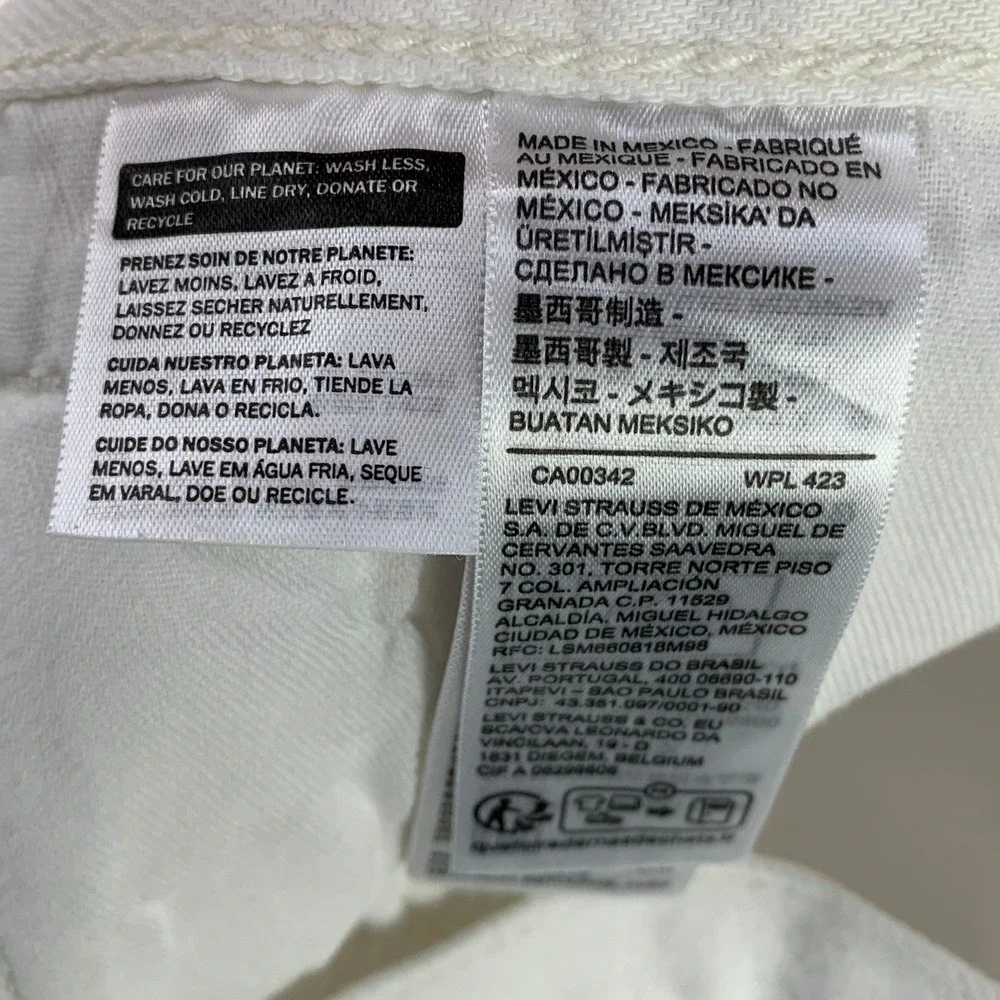 Levi's Jeans 501 Original Fit Mens 32x36 White Denim Straight Leg Button Fly